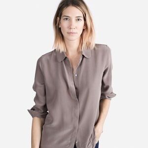 Everlane Round Collar Silk Shirt